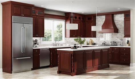 cherry cabinets with black stainless steel appliances|dark cherry wood kitchen cabinets.